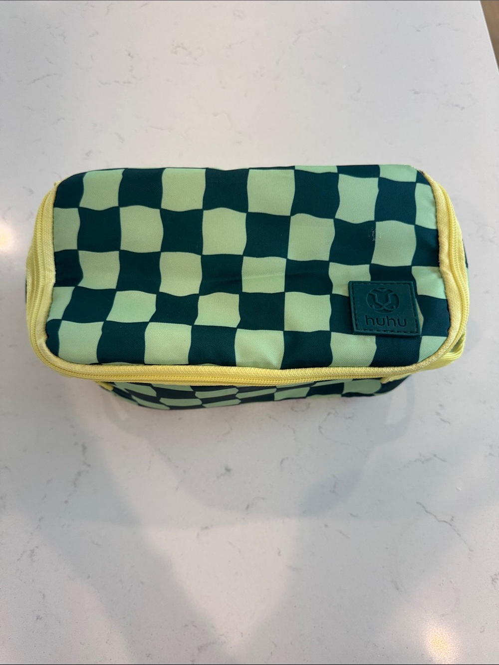 Huhu Checkerboard lunch Bag in Lime & Teal
